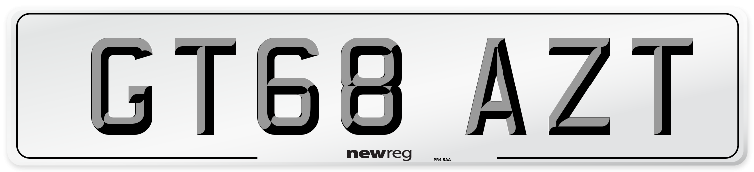 GT68 AZT Number Plate from New Reg